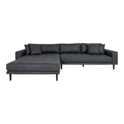 ebuy24 Lido bank met chaise longue links gericht met 4 kussens donkergrijs.