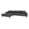 ebuy24 Lido bank met chaise longue links gericht met 4 kussens donkergrijs.