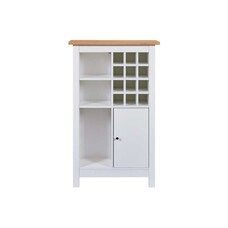 ebuy24 Julina wandkast wijnrek, 1 deur, 3 open planken, 12 ruimte voor wijn wit,eik decor.