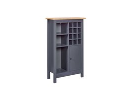 ebuy24 Nellina wandkast wijnrek, 1 deur, 3 open planken, 12 ruimte voor wijn grijs,eik decor.