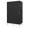 ebuy24 Softline kledingkast 2 schuifdeuren zwart.