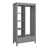ebuy24 Tromsø kledingkast zonder deuren 3 planken, 1 lade, 1 ophangstang grijs.