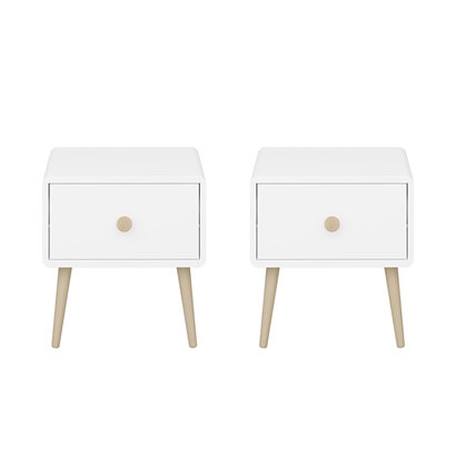 ebuy24 Gaia nachtkastje 2 st met 1 lade wit.