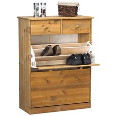 ebuy24 Nelly schoenenkast 2 kleppen 2 laden dennenboom gebeitst.