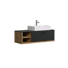 ebuy24 Synnax wastafel grijs, eik decor.