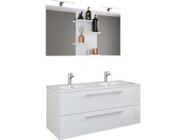 ebuy24 BudasiS badkamer dubbele wastafel wit.