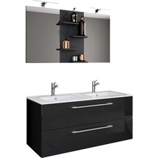 ebuy24 BudasiS badkamer dubbele wastafel zwart.