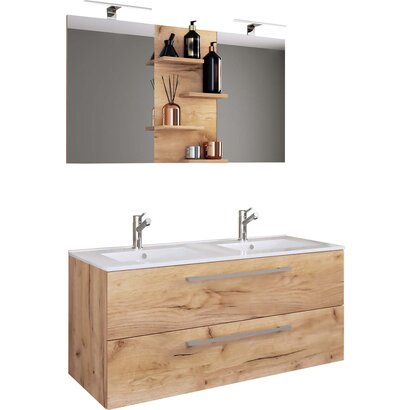 ebuy24 BudasiS badkamer dubbele wastafel eik decor.