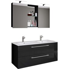 ebuy24 BudasiSS badkamer dubbele wastafel zwart.