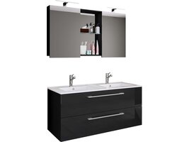ebuy24 BudasiSS badkamer dubbele wastafel zwart.