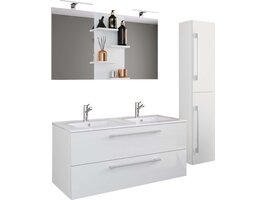 ebuy24 BudasiS badkamer dubbele wastafel wit.