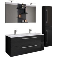 ebuy24 BudasiS badkamer dubbele wastafel zwart.