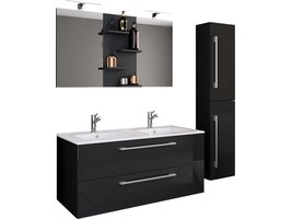 ebuy24 BudasiS badkamer dubbele wastafel zwart.
