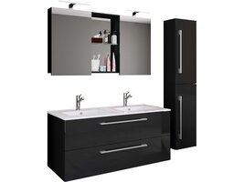 ebuy24 BudasiSS badkamer dubbele wastafel zwart.