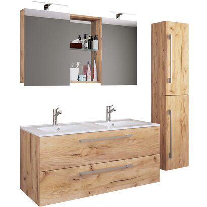 ebuy24 BudasiSS badkamer dubbele wastafel eik decor.