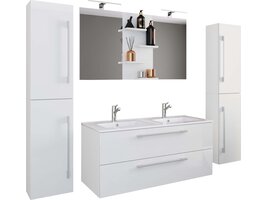 ebuy24 BudasiS badkamer dubbele wastafel wit.