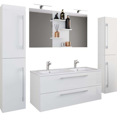 ebuy24 BudasiS badkamer dubbele wastafel wit.