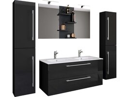 ebuy24 BudasiS badkamer dubbele wastafel zwart.