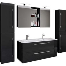 ebuy24 BudasiSS badkamer dubbele wastafel zwart.