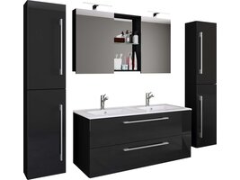ebuy24 BudasiSS badkamer dubbele wastafel zwart.