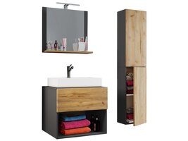 ebuy24 LendasII60 badkamer antraciet, eik decor.