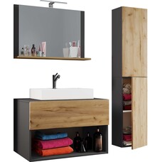 ebuy24 LendasII80 badkamer antraciet, eik decor.