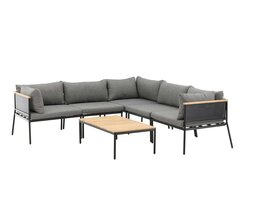 ebuy24 Nettan loungeset 2 delen zwart,grijs,naturel.