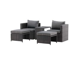 ebuy24 Quad loungeset 5 delen zwart.