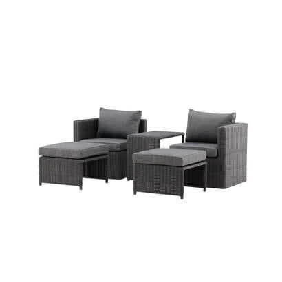 ebuy24 Quad loungeset 5 delen zwart.