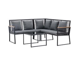 ebuy24 Dallas loungeset 2 delen zwart.