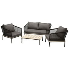 ebuy24 Andorra loungeset 4 delen zwart,naturel.