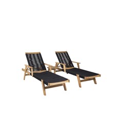 ebuy24 Acacia loungeset 3 delen zwart,naturel.