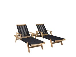 ebuy24 Acacia loungeset 3 delen zwart,naturel.
