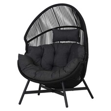 ebuy24 Benny leunstoel tuin zwart,grijs.