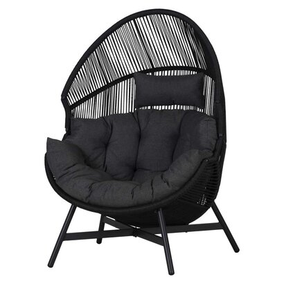 ebuy24 Benny leunstoel tuin zwart,grijs.