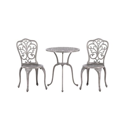 ebuy24 Nandin tuinmeubelset tafel, 2 stoelen zilverkleurig.
