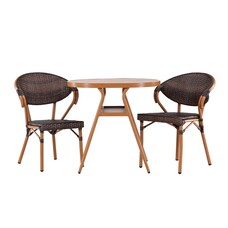 ebuy24 Abrantes tuinmeubelset tafel, 2 stoelen bruin.