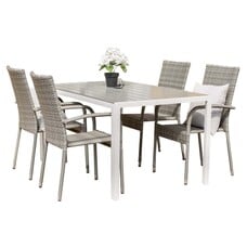 ebuy24 Break tuinmeubelset tafel 90x205cm grijs, 4 stoelen Anna grijs.