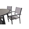 ebuy24 Parma tuinmeubelset tafel Ø140cm donkergrijs, 6 stoelen Copacabana grijs.