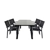 ebuy24 Paola tuinmeubelset tafel 100x200cm zwart, 6 stoelen Copacabana zwart.