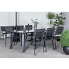 ebuy24 Paola tuinmeubelset tafel 100x200cm zwart, 6 stoelen Copacabana zwart.