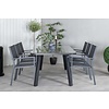 ebuy24 Paola tuinmeubelset tafel 100x200cm zwart, 6 stoelen Copacabana zwart.
