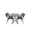 ebuy24 Kenya tuinmeubelset tafel 70x120cm naturel, 4 stoelen Lindos zwart.