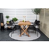 ebuy24 Kenya tuinmeubelset tafel 70x120cm naturel, 4 stoelen Lindos zwart.