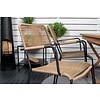 ebuy24 Kenya tuinmeubelset tafel 70x120cm naturel, 4 stoelen Lindos bruin.