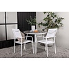 ebuy24 Break tuinmeubelset tafel Ø90cm grijs, 2 stoelen Santorini wit.