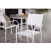 ebuy24 Break tuinmeubelset tafel Ø90cm grijs, 2 stoelen Santorini wit.