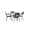 ebuy24 Break tuinmeubelset tafel Ø120cm grijs, 4 stoelen Lindos zwart.