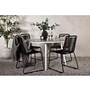 ebuy24 Break tuinmeubelset tafel Ø120cm grijs, 4 stoelen Lindos zwart.