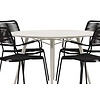 ebuy24 Lina tuinmeubelset tafel Ø120cm beige, 4 stoelen Lindos zwart.